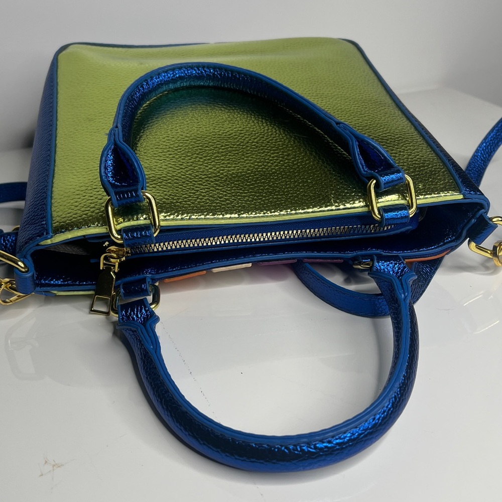 Metallic Multicolored Double Handle Crossbody Zip… - image 5